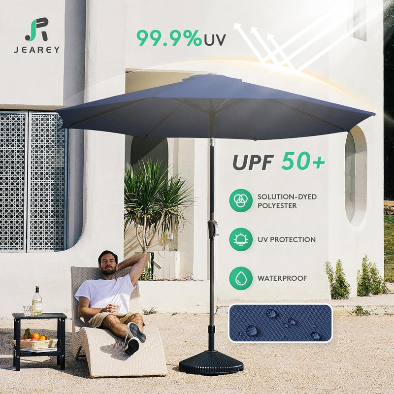 JEAREY 9FT OUTDOOR PATIO UMBRELLA - NAVY - Like New