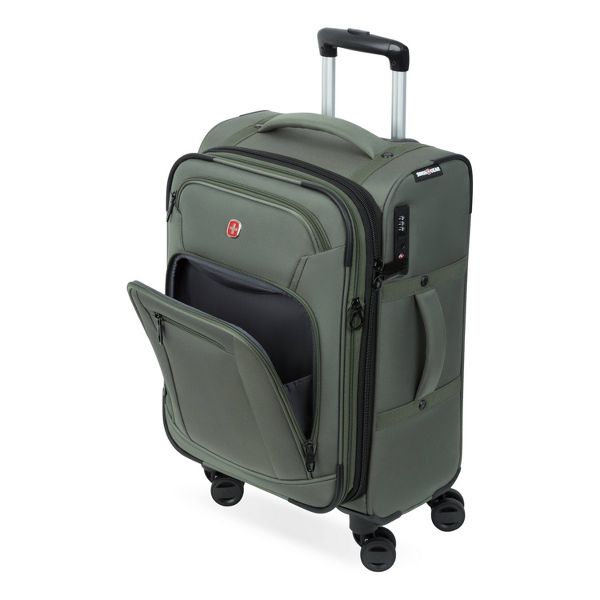SWISSGEAR ZURICH SOFTSIDE CARRY ON SPINNER SUITCASE: 8-WHEEL - GREEN - Like New