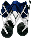 Meda All Terrain Utility Collapsible Foldable Beach Wagon Cart - BLUE /WHITE - Like New