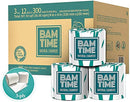 BAMTIME TOILET PAPER,3-PLY,100% BAMBOO TOILET PAPER 12 ROLLS, 3600 COUNT - 12PK - Brand New