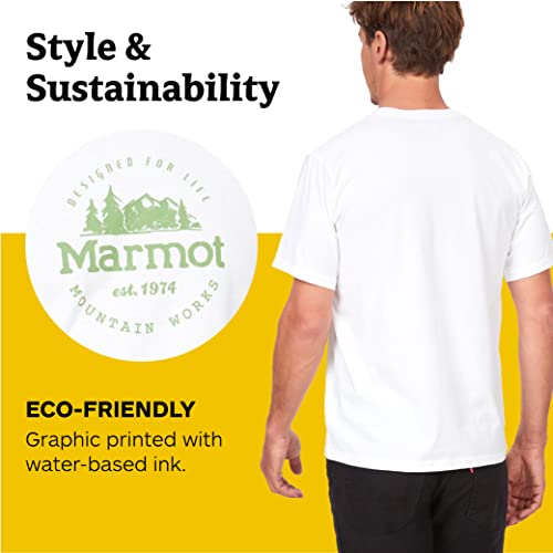 Marmot Men's Logo T-Shirt Graphic Cotton Tee Large Culebra Peak White 080 - Brand New