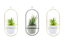 EASTYLE 3 SET HANGING WALL PLANTERS MODERN WALL DECOR CERAMIC - GOLD/BLACK - Like New