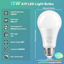 TOBUSA LED Light Bulbs A19 Standard E26 Medium Screw 12W Yellow White 12 Pack - Like New