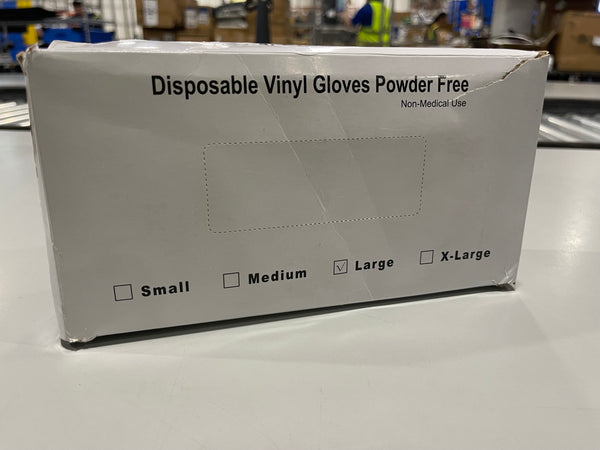 GENERIC POWDER FREE, LATEX FREE, DISPOSABLE VINYL GLOVES, SIZE L PACK OF 100 - Brand New