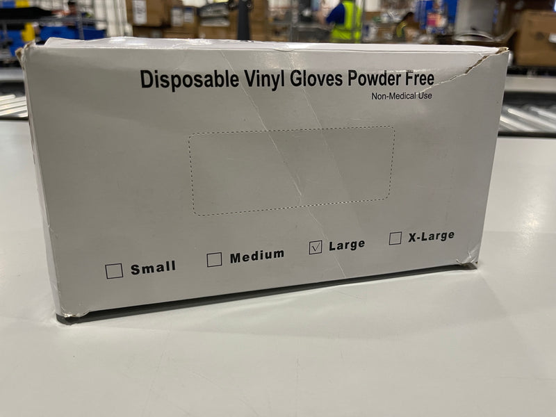 GENERIC POWDER FREE, LATEX FREE, DISPOSABLE VINYL GLOVES, SIZE L PACK OF 100 - Brand New