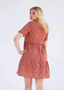 BARN SWALLOW NEW YORK WOMEN’S EMBROIDERY EYELET SUMMER DRESS - SIZE: L - TERRA - Like New
