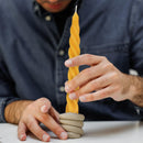 TELOSMA 12 PCS NATURAL BEESWAX SPIRAL TAPER CANDLES - 7.5 INCH TALL - YELLOW - Like New