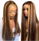 XUANCAILE HONEY BLONDE WIG, HUMAN HAIR, 24" 13X4 FRONTAL OMBRE HIGHLIGHTS WIG - Brand New