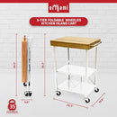 Origami Foldable Kitchen Island Cart Rolling Storage Table Wheels - White - Brand New