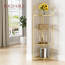 CROFY FOLDABLE 4 TIER CORNER SHELF, CORNER PLANT, GOLD METAL - GOLD - Like New