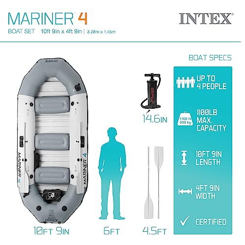 INTEX 68373EP Mariner 3 Inflatable Boat 3 Person 880lb Weight Capacity - Gray - Brand New