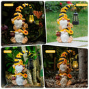 GNOME SOLAR BEE GARDEN GNOMES WITH LED LANTERN - YELLOW BLACK - Like New