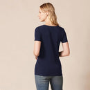 AMAZON ESSENTIALS WOMEN'S REGULAR-FIT V-NECK T-SHIRT XXL - NAVY/WHITE - Like New