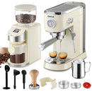 GEVI ESPRESSO MACHINE 20 BAR WITH GRINDER PROFESSIONAL ESPRESSO MAKER BEIGE - Like New