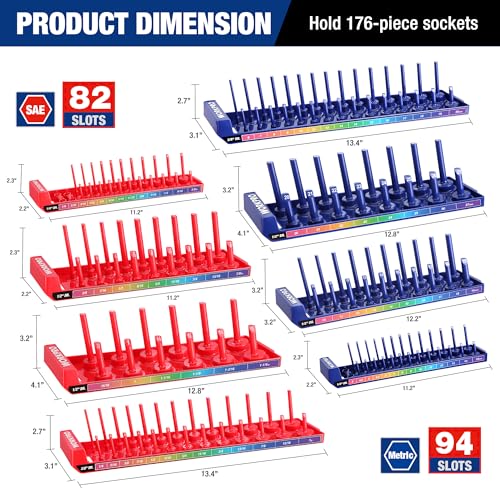 WORKPRO SOCKET ORGANIZER SET 8PC SOCKET HOLDER SOCKET TRAYS SOCKET STORAGE - Like New