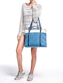 WXNOW WOMEN LAPTOP TOTE BAG CANVAS HANDBAG PURSE SHOULDER BAG - BLUE - Like New