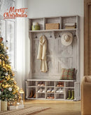 VASAGLE HALL TREE WITH BENCH AND SHOE STORAGE CATCH ALL BEVELED EDGE GLAZE - Like New