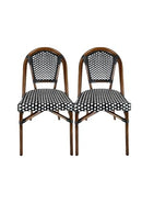 CHIVARI FRENCH BISTRO PATIO/INDOOR MADISON WICKER, 2, BLACK/WHITE - Like New