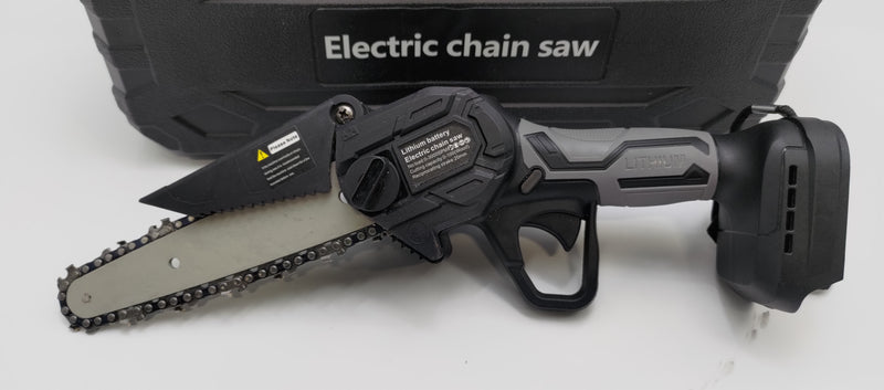 GENERIC 6 INCH CORDLESS MINI ELECTRIC CHAINSAW 24V, TOOL ONLY - BLACK/GRAY - Like New