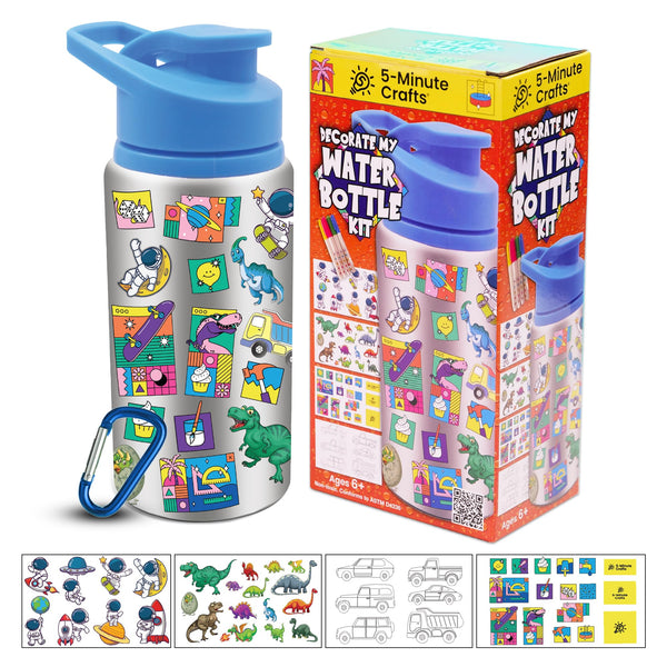 5-MINUTE CRAFTS KIDS BOY BOTTLE WITH STICKERS KIT, 16.9 oz/500 ml, 2333END - Like New