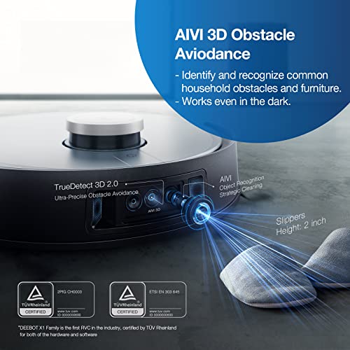 ECOVACS DEEBOT X1 TURBO ROBOT VACUUM AND MOP COMBO AUTO-CLEANING STATION - BLACK - Like New
