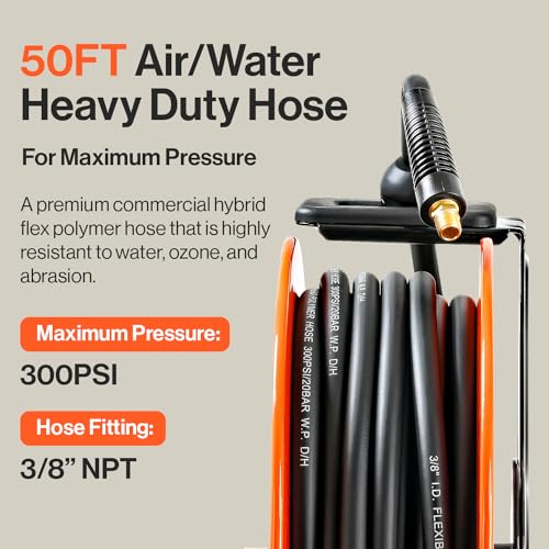 Super Handy Air Hose Reel Retractable Industrial 3/8" x 50' GUR075 - ORANGE - Brand New