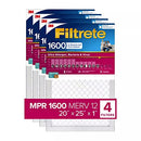 Filtrete Ultra Allergen 2X Bacteria Virus Filter (1600 MPR), 20x25x1 (4 Pack) - Brand New