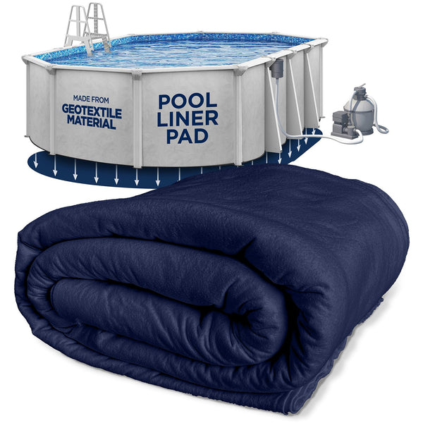 SHOP SQUARE 15-FOOT-BY-25-FOOT OVAL POOL LINER PAD - DARK BLUE OVAL - Like New