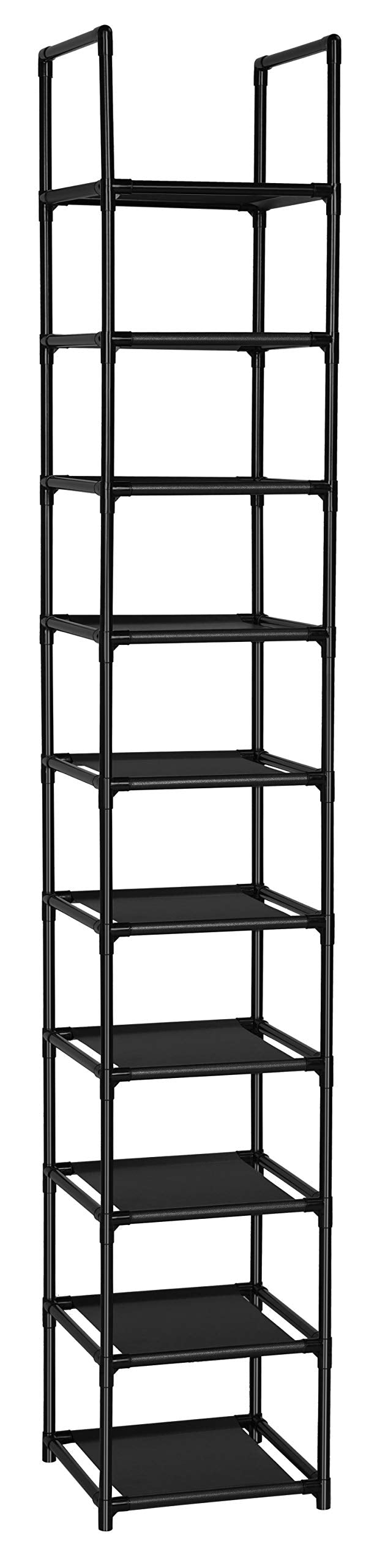 FIDUCIAL HOME 10 TIERS SHOE RACK SPACE SAVING VERTICAL SINGLE PAIRS - BLACK - Like New