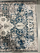 KATHY IRELAND 27" X 45" INCHES FLANNEL WASHABLE RUG LATEX BACK - BLUE HERITAGE - Brand New
