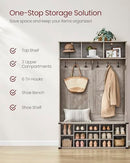 VASAGLE HALL TREE WITH BENCH AND SHOE STORAGE CATCH ALL BEVELED EDGE GLAZE - Like New