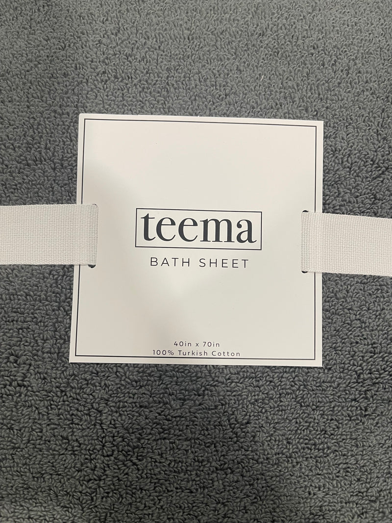 TEEMA LUXE BATH SHEET 40"X70" 100% TURKISH COTTON - CHARCOAL - Like New