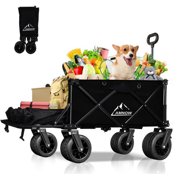 AMNOW COLLAPSIBLE BEACH WAGON CART WITH BIG WHEELS 440LBS LARGE - Scratch & Dent
