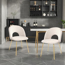 CANGLONG VELVET SEAT CHAIR WITH METAL LEGS FOR KITCHEN DINING ROOM - BEIGE - Like New