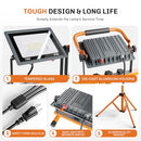 WELLUCK LED Work Lights with Stand - 3 Head Adjustable Work Light ORANGE/BLACK - Like New