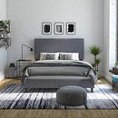 DHP JANFORD BED WITH CHIC UPHOLSTERED HEADBOARD, QUEEN - GRAY LINEN - Like New