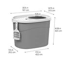 IRIS USA Top Entry Cat Litter Box Hooded Privacy Large B0768H1181 - Gray/White - Brand New