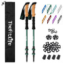THEFITLIFE TREKKING POLES 7075 ALUMINUM HIKING CORK GRIPS TELESCOPIC - GREEN - Like New
