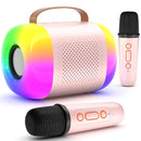 CUUKIEE Mini Karaoke Machine with 2 Wireless Microphones & LED Colorful Lights - Like New