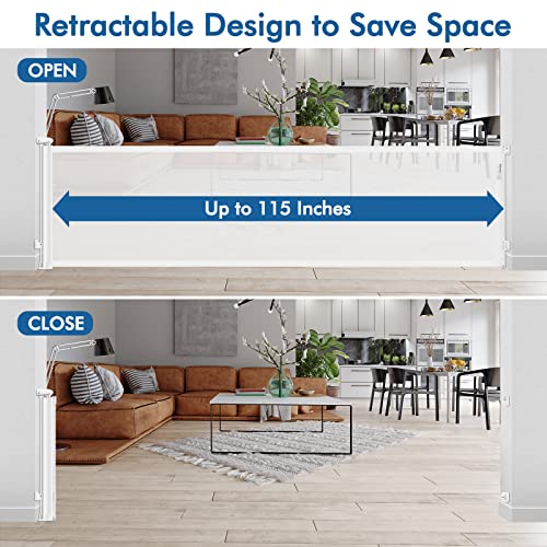 115 Inch Wide Baby Gate Retractable Dog Gate for Extra Wide - Scratch & Dent