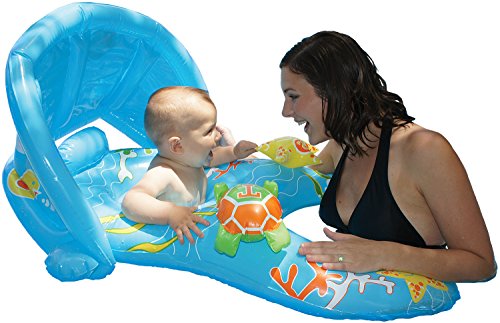 POOLMASTER MOMMY AND ME SWIMMING POOL BABY FLOAT WITH SUN SHADE, 1 CHILD - BLUE - Brand New