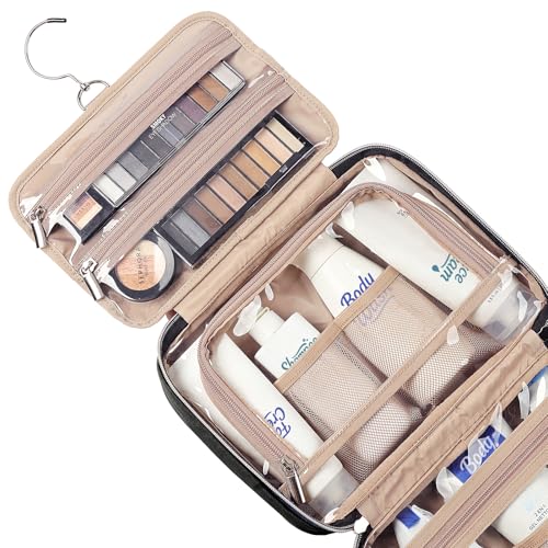 NISHEL TRAVEL TOILETRY BAG FOR WOMEN, PORTABLE HANGING ORGANIZER, MEDIUM - BLACK - Brand New