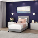 FURINNO LAVAL BUTTON TUFTED UPHOLSTERED PLATFORM BED FRAME TWIN GLACIER GRAY - Like New