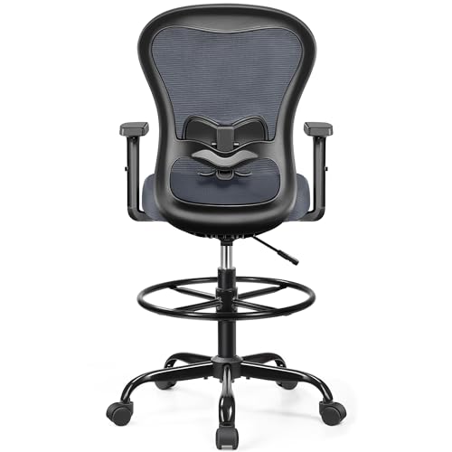 PRIMY DRAFTING CHAIR ERGONOMIC TALL, HIGH BACK, ADJUSTABLE, PR959-Z - DARK GRAY - Like New