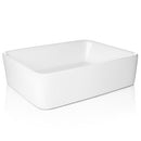 Miligoré 19" x 15" Rectangular White Ceramic Vessel Sink - Modern Above Counter - Brand New