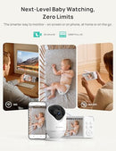 DR.CARE 5” SMART WIFI BABY MONITOR 1080P 2K CAMERA APP CONTROL 1 CAMERA - WHITE - Like New