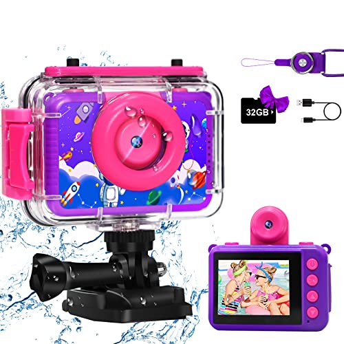 GKTZ KIDS CAMERA 1080P HD DIGITAL WATERPROOF 32GB KIDS BIRTHDAY GIFT - PURPLE Like New