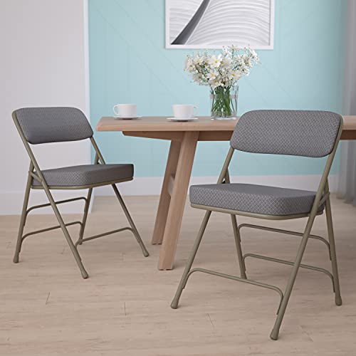 FLASH FURNITURE HERCULES SERIES METAL FOLDING CHAIRS, SET OF 2 - GRAY - Like New