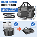 INSMEER SOFT COOLER BAG WITH HARD, 2 CUP HOLDERS, PORTABLE 40L/70 CANS - GRAY - Brand New