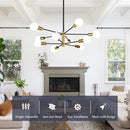 BESLOWE 10-LIGHT MODERN SPUTNIK CHANDELIER, JP2034.10BKGD - BLACK & GOLD - Like New
